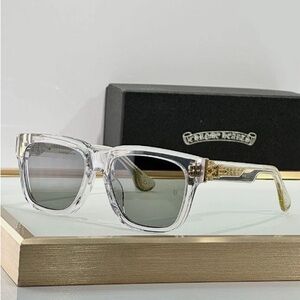 Chrome Hearts Box Officer Mist Unisex Sunglasses Clear Frame Gray Lens